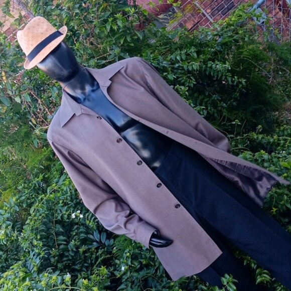 BOSS, HUGO BOSS MEN'S VINTAGE (5) BUTTON LUXURY LIGHT TRENCH COAT